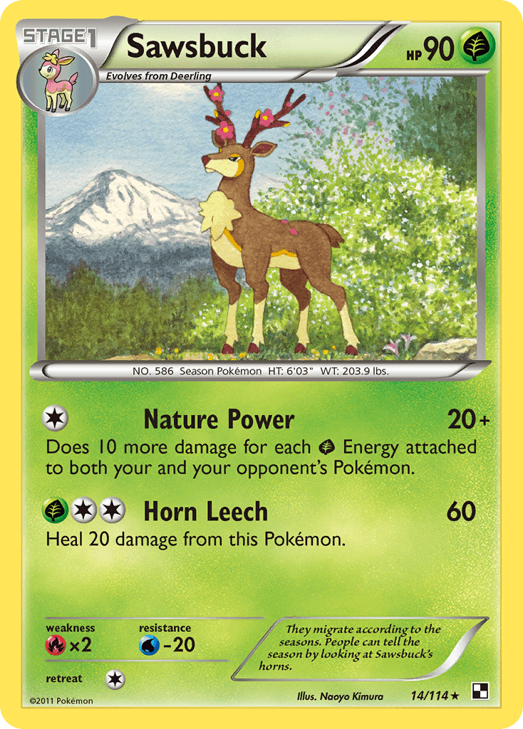 They migrate according to the seasons. People can tell the season by looking at Sawsbuck's horns.