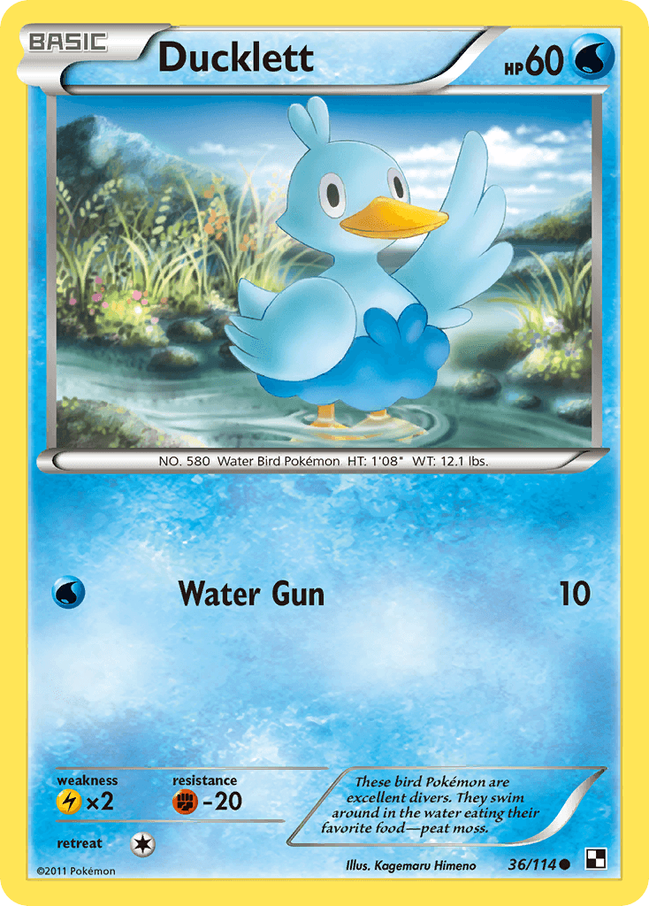 These bird Pokémon are excellent divers. They swim around in the water eating their favorite food—peat moss.