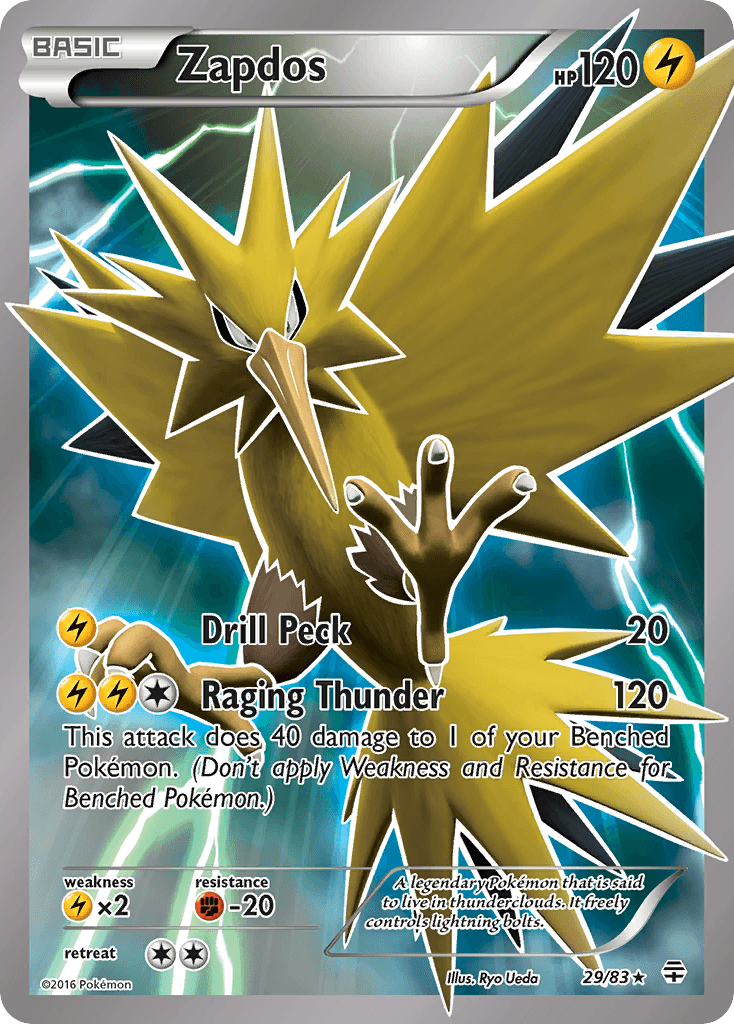 A legendary Pokémon that is said to live in thunderclouds. It freely controls lightning bolts.