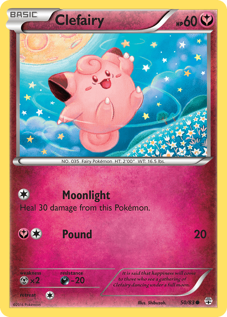It is said that happiness will come to those who see a gathering of Clefairy dancing under a full moon.