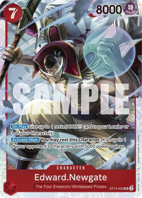 [On Play] Give up to 1 rested DON!! card to your Leader or 1 of your Characters.<br>
<br>
[Activate: Main] <strong>You may rest this Character</strong>: K.O. up to 1 of your opponent's Characters with 5000 power or less.