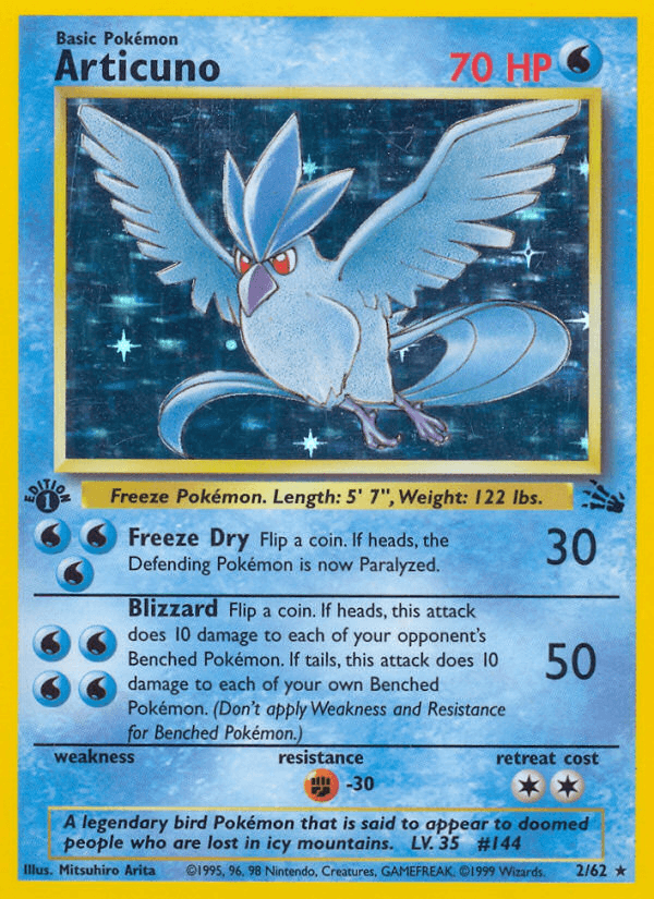 A legendary bird Pokémon that is said to appear to doomed people who are lost in icy mountains.