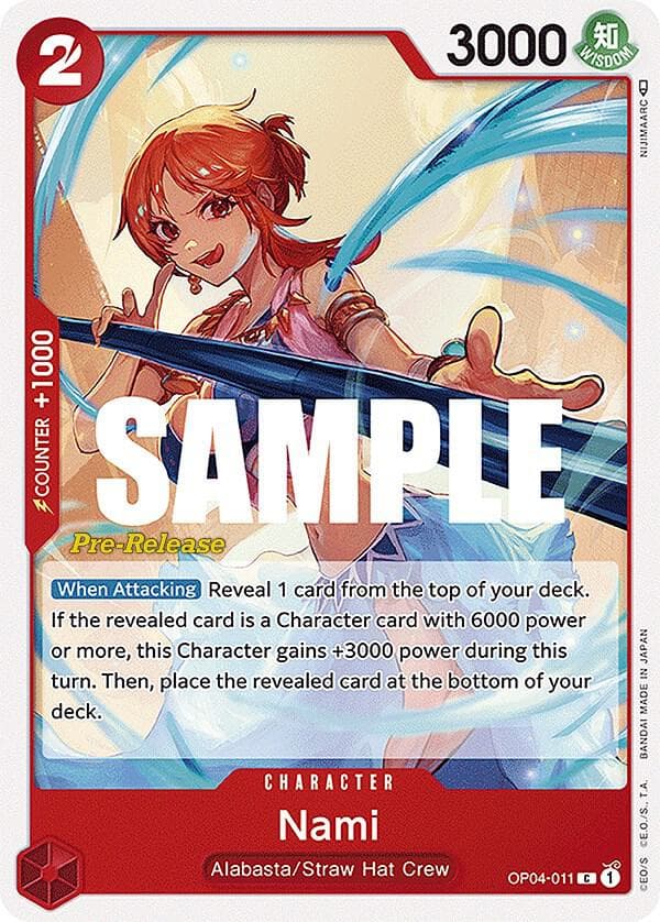 [When Attacking] Reveal 1 card from the top of your deck. If the revealed card is a Character card with 6000 power or more, this Character gains +3000 power during this turn. Then, place the revealed card at the bottom of your deck.