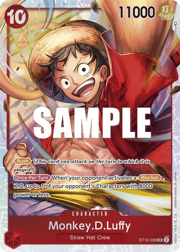 [Rush] <em>(This card can attack on the turn in which it is played.)</em>
<br>
[Once Per Turn] When your opponent activates a [Blocker], K.O. up to 1 of your opponent's Characters with 8000 power or less.