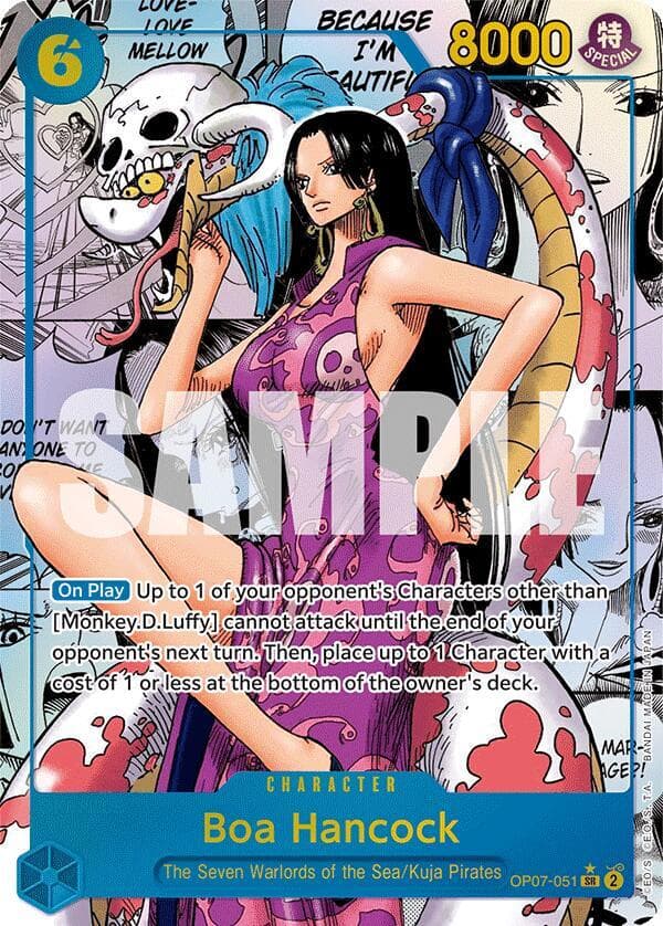 [On Play] Up to 1 of your opponent's Characters other than [Monkey.D.Luffy] cannot attack until the end of your opponent's next turn. Then, place up to 1 Character with a cost of 1 or less at the bottom of the owner's deck.