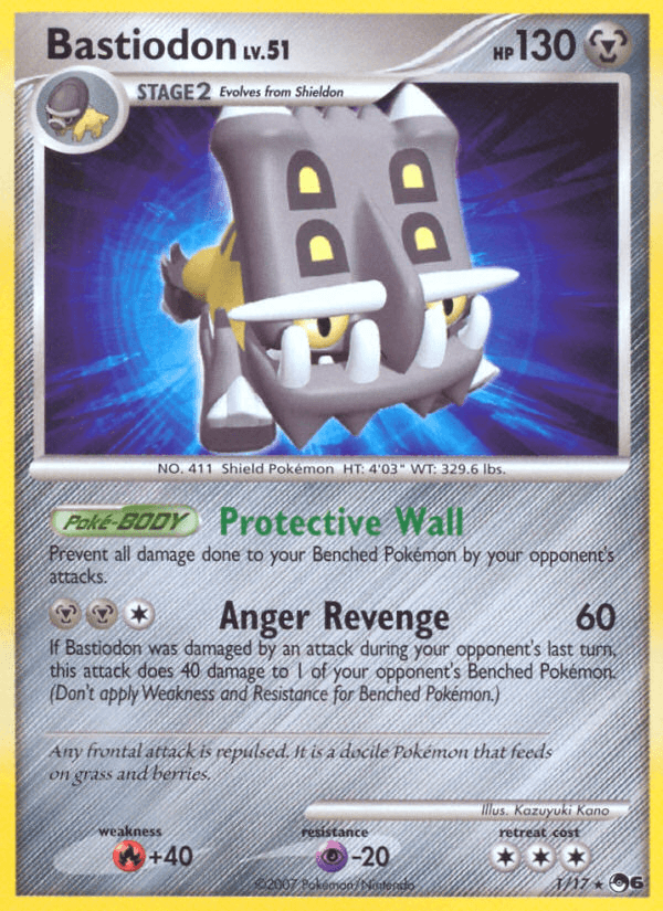 Any frontal attack is repulsed. It is a docile Pokémon that feeds on grass and berries.