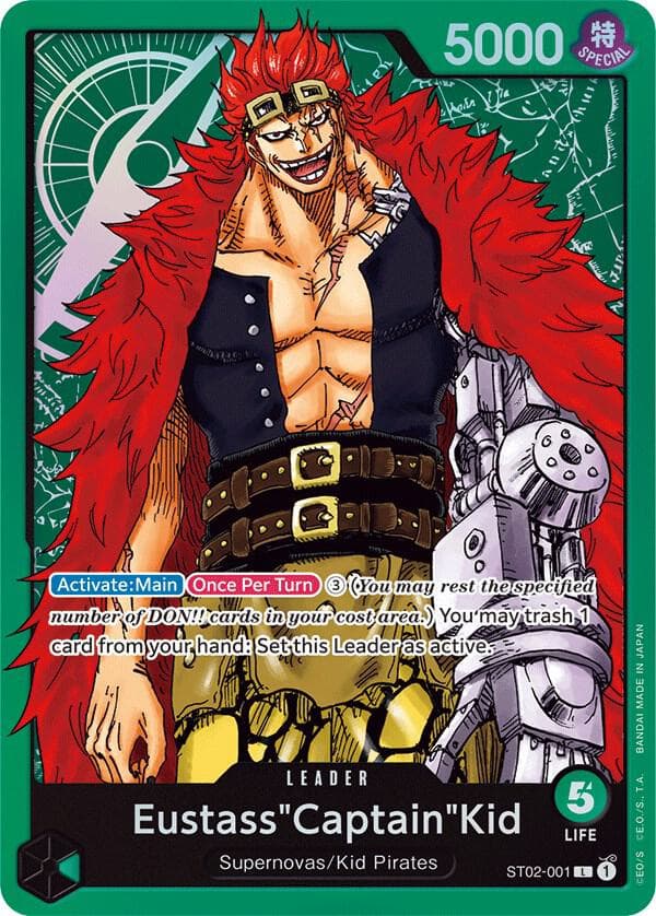 [Activate: Main] [Once Per Turn] (3) <em>(You may rest the specified number of DON!! cards in your cost area.)</em> You may trash 1 card from your hand: Set this Leader as active.
