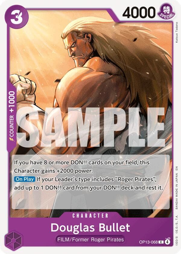 If you have 8 or more DON!! cards on your field, this Character gains +2000 power.<br>
[On Play] If your Leader's type includes "Roger Pirates", add up to 1 DON!! card from your DON!! deck and rest it.