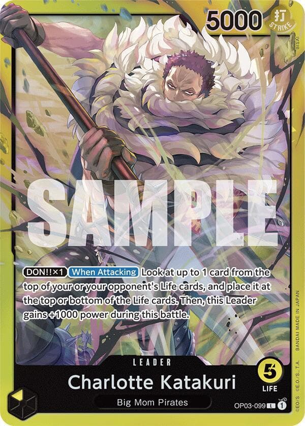 [DON!! x1] [When Attacking] Look at up to 1 card from the top of your or your opponent's Life cards, and place it at the top or bottom of the Life cards. Then, this Leader gains +1000 power during this battle.
