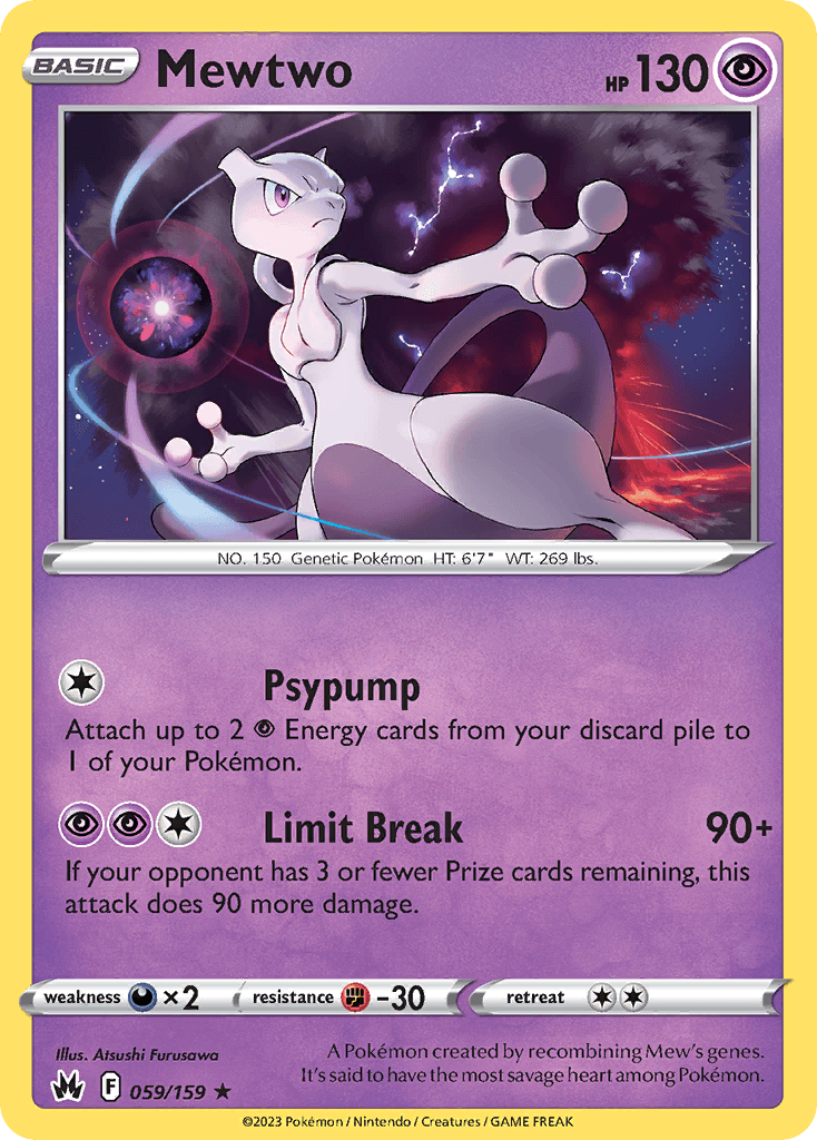 A Pokémon created by recombining Mew's genes. It's said to have the most savage heart among Pokémon.