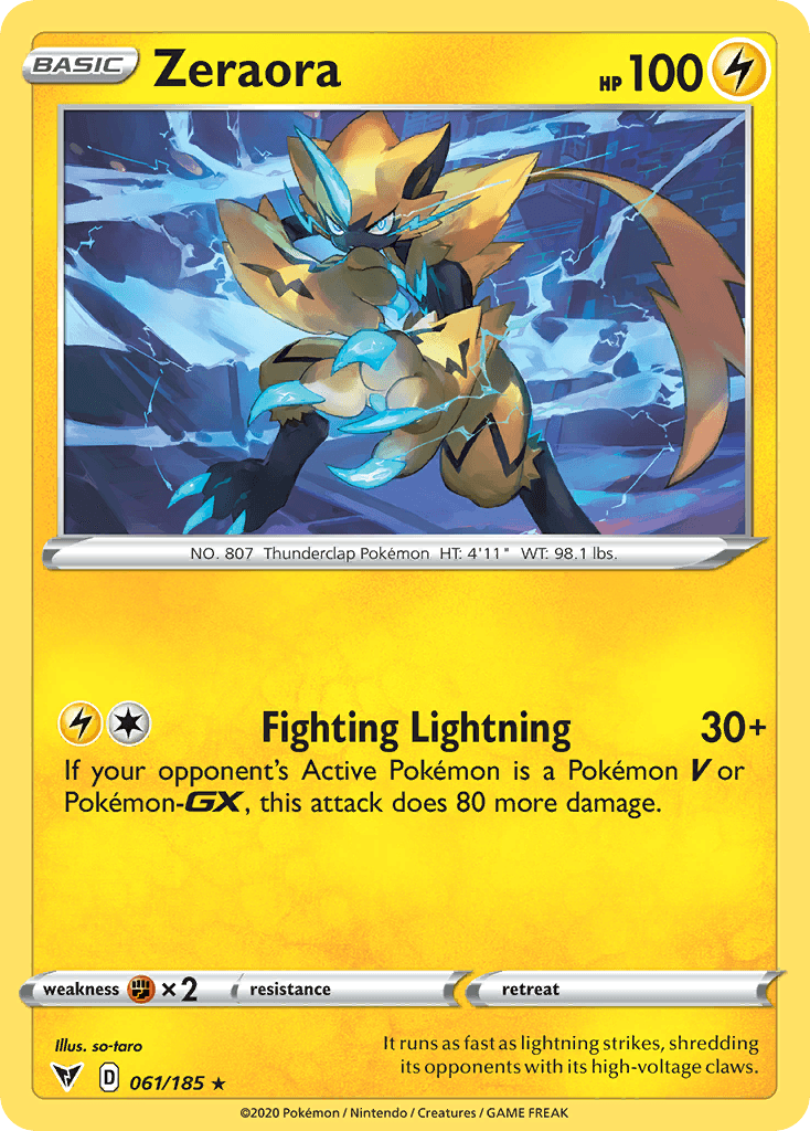 It runs as fast as lightning strikes, shredding its opponents with its high-voltage claws.