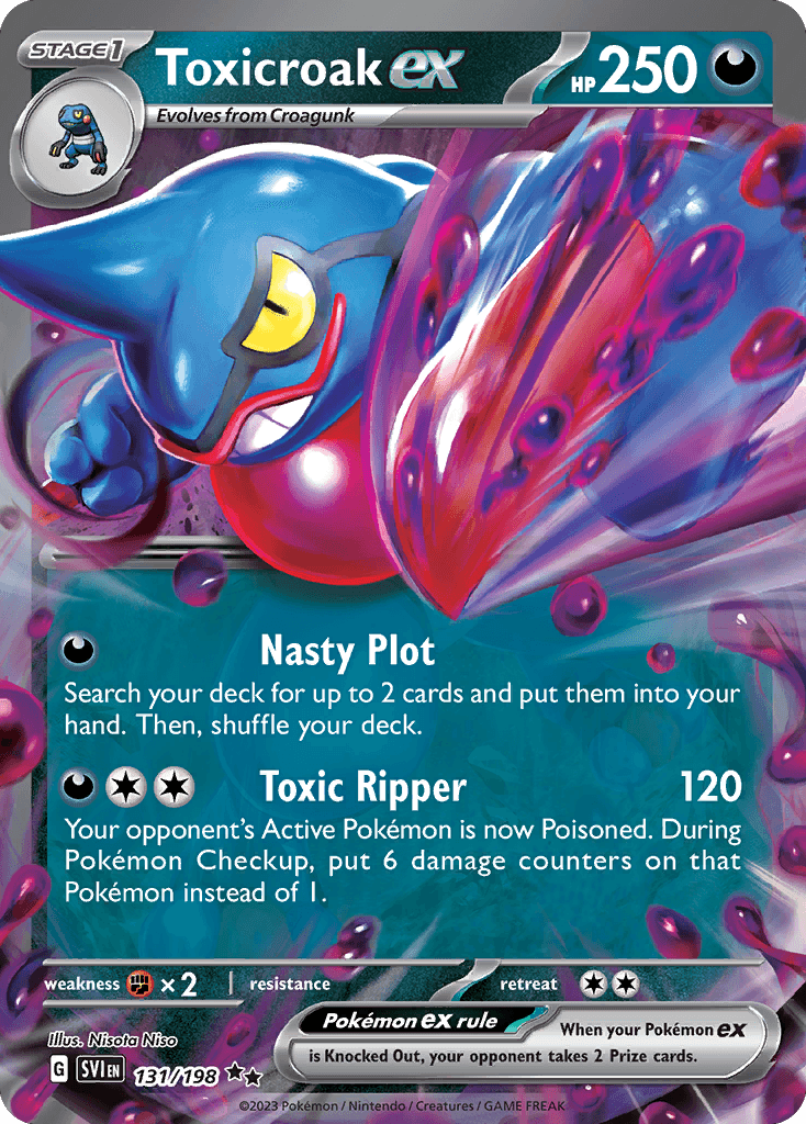 Inflating its poison sacs, it fills the area with an odd sound and hits flinching opponents with a poison jab.