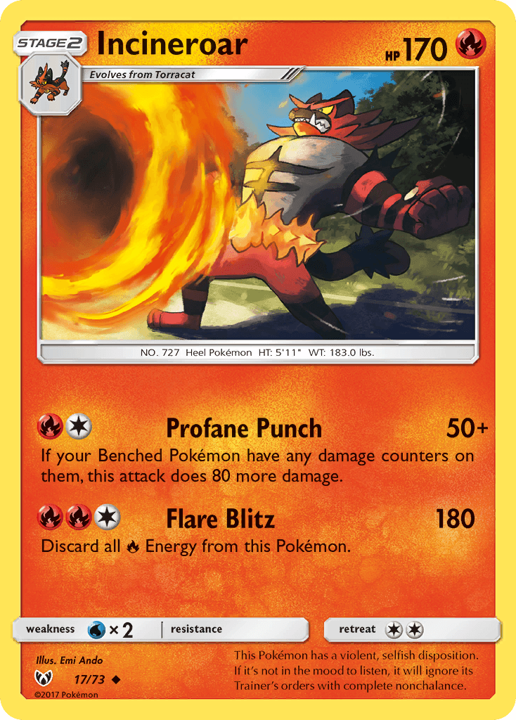 This Pokémon has a violent, selfish disposition. If it's not in the mood to listen, it will ignore its Trainer's orders with complete nonchalance.