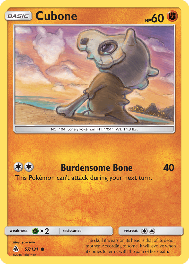 The skull it wears on its head is that of its dead mother. According to some, it will evolve when it comes to terms with the pain of her death.