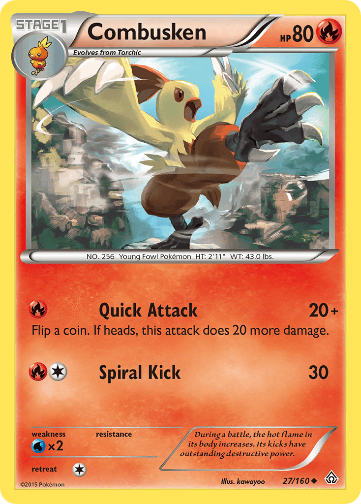 During a battle, the hot flame in its body increases. Its kicks have outstanding destructive power.