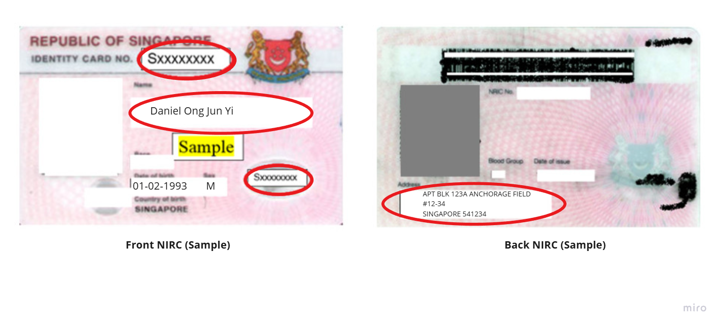 Sample NRIC/FIN